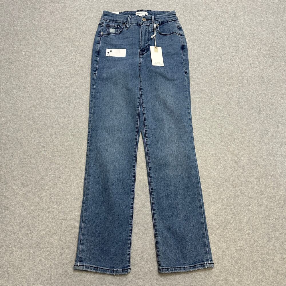 Good American Jeans WMNS 2/26 Light Wash Denim Indigo Straight Split Back Pocket